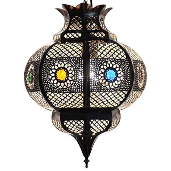 LORIENT Cleopatra Lampe orientale en métal avec effet vieilli de cuivre Marron 42 cm