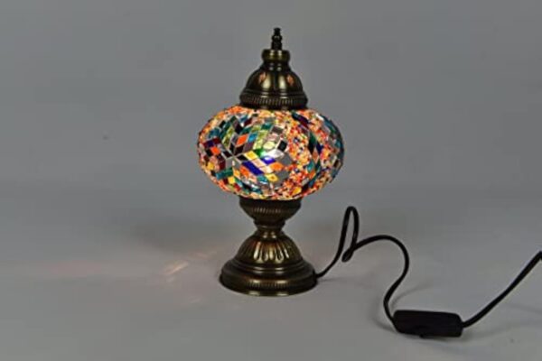 Lampe de table turque fabriquée à la main - Multicouleur - Lampe de nuit orientale