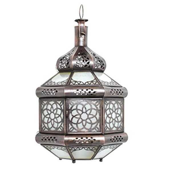 Lampe orientale en verre - Blanc - Hauteur : 35 cm - Style vintage - Design marocain arabe, oriental - 100 % fait main