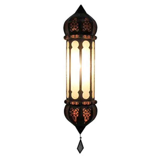 Lampe orientale murale de style marocain artisanat en provenance du Maroc Lanterne Ruya blanc Hauteur: 57 cm Largeur: 12 cm L5054 – Image 3