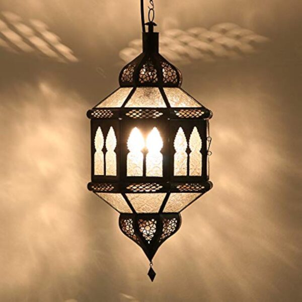 Lampe suspendue orientale Marocain Véritable artisanat en provenance du Maroc comme en 1001 nuit Lanterne "Biban blanc" Hauteur (avec suspension): 50 cm Diamètre: 28 cm | Casa Moro L1234 – Image 3