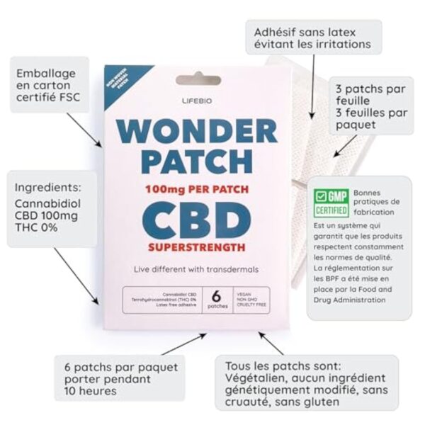 Lifebio CBD 100 milligrammes Superstrength Wonder Patch (1) – Image 8