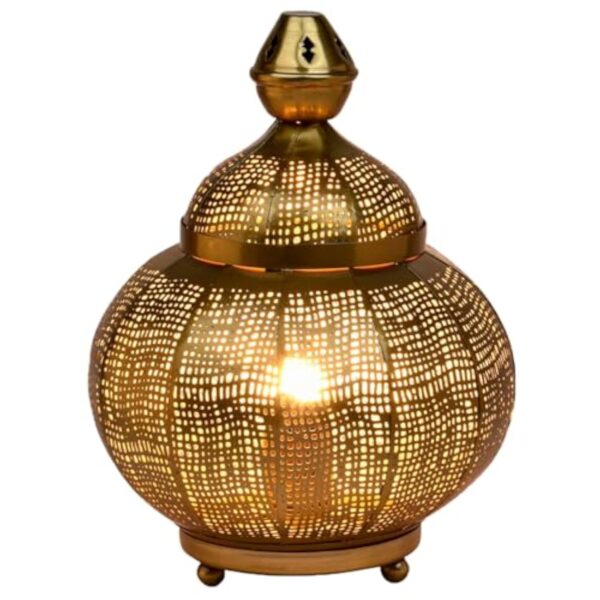 Marrakesch Lampe de table orientale décorative 32 cm | Lampe de table décorative bohème pour salon, chambre à coucher et chambre d'enfant | Lampe de table Jamala avec monture en métal doré E27