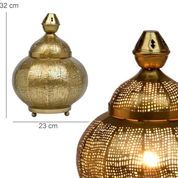 Marrakesch Lampe de table orientale décorative 32 cm | Lampe de table décorative bohème pour salon, chambre à coucher et chambre d'enfant | Lampe de table Jamala avec monture en métal doré E27 – Image 6