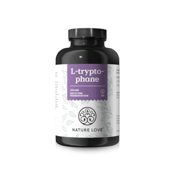 NATURE LOVE® L-tryptophane - 240 gélules - hautement dosé avec 500mg par gélule - végane, contrôlé en laboratoire et produit en Allemagne - sans additifs inutiles