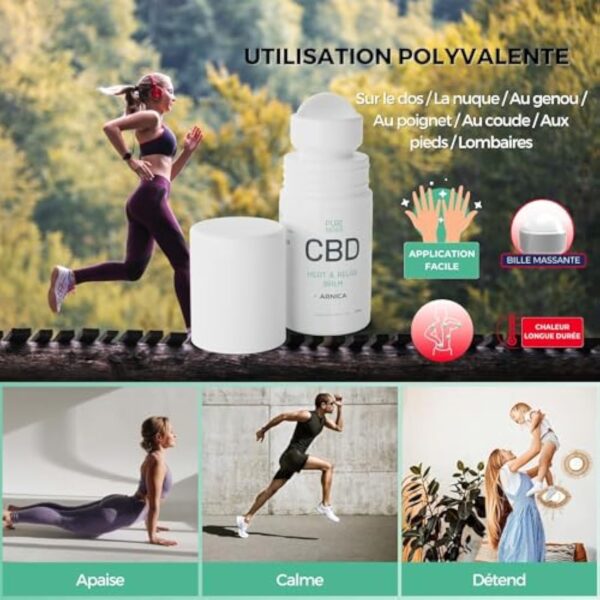 PURESKILLS | Crème chauffante CBD + Arnica | 5 Huiles Essentielles + Vitamine E - Crème CBD et Arnica | Calme et Déténd, Crème CBD, Crème de chanvre - Fabriqué en France, Qualité Supérieure – Image 4