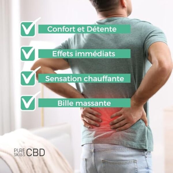 PURESKILLS | Crème chauffante CBD + Arnica | 5 Huiles Essentielles + Vitamine E - Crème CBD et Arnica | Calme et Déténd, Crème CBD, Crème de chanvre - Fabriqué en France, Qualité Supérieure – Image 5