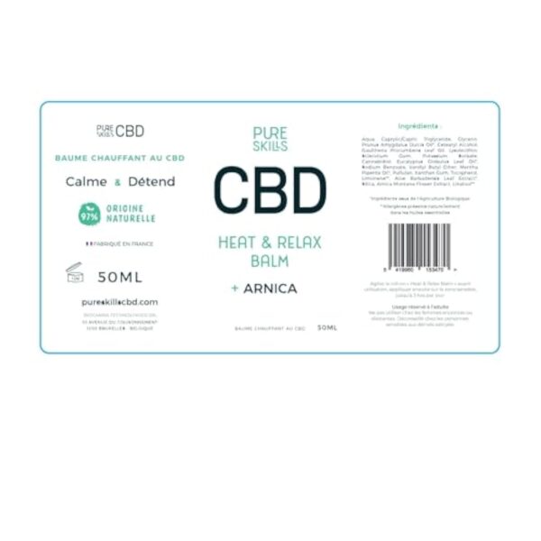 PURESKILLS | Crème chauffante CBD + Arnica | 5 Huiles Essentielles + Vitamine E - Crème CBD et Arnica | Calme et Déténd, Crème CBD, Crème de chanvre - Fabriqué en France, Qualité Supérieure – Image 9