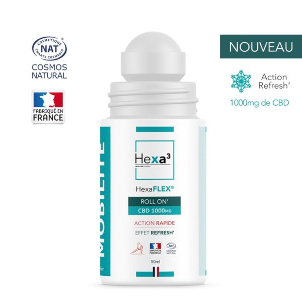 Roll On CBD 1000mg Effet Froid Bio COSMOS® 50ml HexaFLEX®