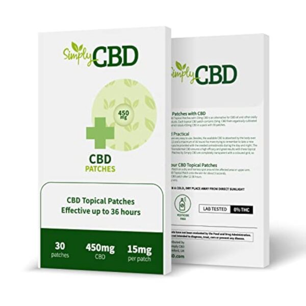 Simply CBD Patchs - 30 patchs topiques CBD - 15 mg par patch - Blanc