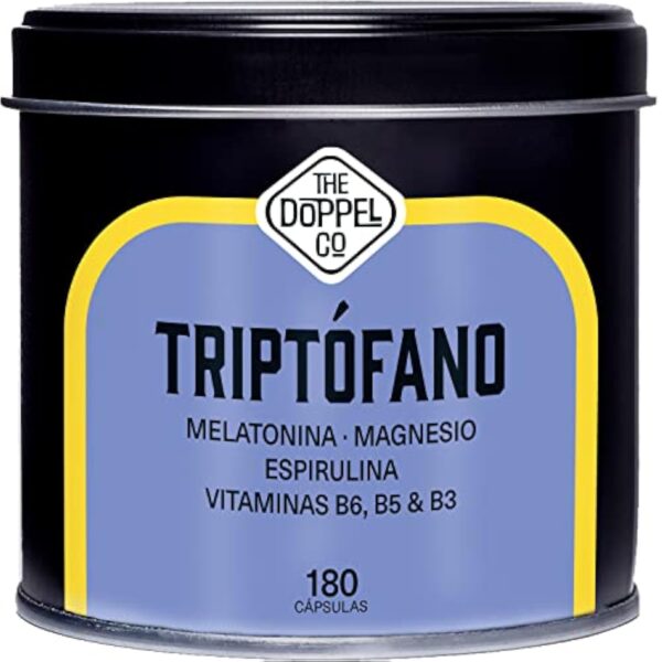 Tryptophane avec Mélatonine et Magnésium + Vitamine B6, B5, B3 + Spiruline | 180 Gélules | 1,78mg de Mélatonine | 600mg de Tryptophane pour bien dormir | Énergie, Concentration, Stress