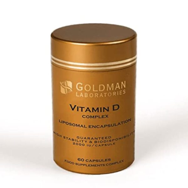 Vitamine D Complexe Liposomale Goldman Laboratories - 2000 IU - Complexe Breveté Vitamine D3 K2MK7 C - Biodisponibilité Maximale - Immunité, Os, Dents, Articulations, Bonne Humeur - Action Prolongée