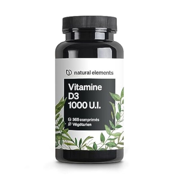 Vitamine D3 1000 U.I. – 365 comprimés en provision annuelle – pour les os et le système immunitaire – Vitamine D – hautement dosé, sans additifs inutiles – contrôlé en laboratoire