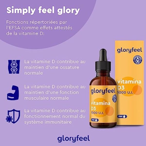 Vitamine D3 1000 U.I. Vitamine D par Goutte, 50 ml (1700 Gouttes), Huile TCM Noix de Coco, Liquide Fortement Dosée, Cholécalciférol pour le Système Immunitaire, Os, Muscles et Dents, 100% Végane – Image 5