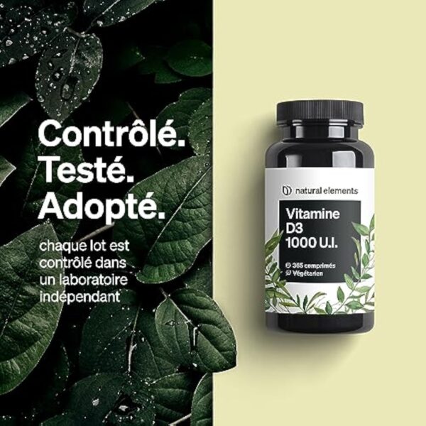 Vitamine D3 1000 U.I. – 365 comprimés en provision annuelle – pour les os et le système immunitaire – Vitamine D – hautement dosé, sans additifs inutiles – contrôlé en laboratoire – Image 5