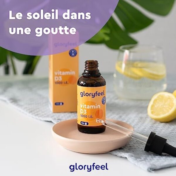 Vitamine D3 1000 U.I. Vitamine D par Goutte, 50 ml (1700 Gouttes), Huile TCM Noix de Coco, Liquide Fortement Dosée, Cholécalciférol pour le Système Immunitaire, Os, Muscles et Dents, 100% Végane – Image 9