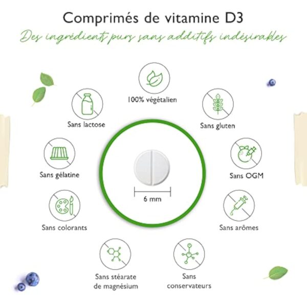 Vitamine D3 20.000 I.E. Depot - 240 Comprimés - Haute Dose - Végétarien - Haute Pureté - 20 Dose Journalière 1000 I.E. par Jour – Image 6