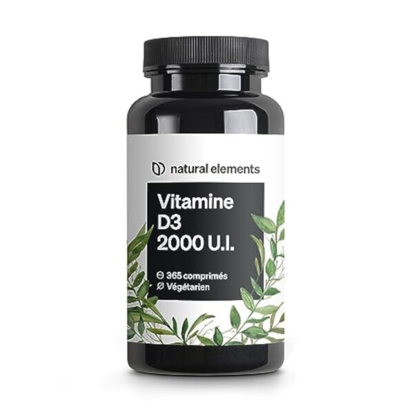 Vitamine D3 2000 U.I. – 365 comprimés – pour les os et le système immunitaire – Vitamine D – hautement dosé, sans additifs inutiles – produit et contrôlé en laboratoire en Allemagne