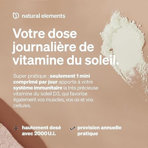 Vitamine D3 2000 U.I. – 365 comprimés – pour les os et le système immunitaire – Vitamine D – hautement dosé, sans additifs inutiles – produit et contrôlé en laboratoire en Allemagne – Image 4