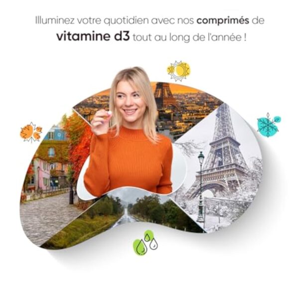 Vitamine D3 2000 UI Cholécalciferol, 400 Micro Comprimés Végétariens Pour +1 An, Pour le Système Immunitaire, les Muscles, les Os, Dents, Absorption Normale du Calcium,Vitamine D d'Été - WeightWorld – Image 8