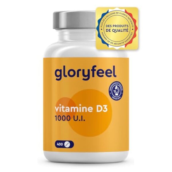 Vitamine D3 400 Comprimés (13 mois) Hautement Dosée, Vitamin D3 pour le Système Immunitaire, Vitamin D 1000 UI (25 mcg) par Comprimé, Soutien les Os, les Dents, et les Muscles*, Sans Additifs