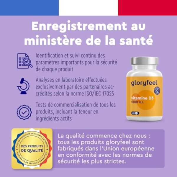 Vitamine D3 400 Comprimés (13 mois) Hautement Dosée, Vitamin D3 pour le Système Immunitaire, Vitamin D 1000 UI (25 mcg) par Comprimé, Soutien les Os, les Dents, et les Muscles*, Sans Additifs – Image 3