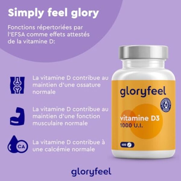 Vitamine D3 400 Comprimés (13 mois) Hautement Dosée, Vitamin D3 pour le Système Immunitaire, Vitamin D 1000 UI (25 mcg) par Comprimé, Soutien les Os, les Dents, et les Muscles*, Sans Additifs – Image 6