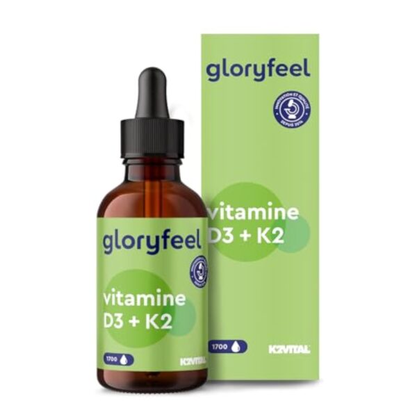 Vitamine D3 K2 en Gouttes 50ml, K2 MK7 99,7+% All-Trans (K2VITAL® by Kappa) Hautement Dosée, Soutien les Os, les Dents et le Système Immunitaire, 100% Végétalien, Sans Additifs