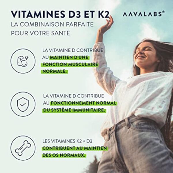 Vitamine D3 K2 avec de l'Huile d’Olive Vierge - Vitamine D3 2000 UI et Vitamine K2 MK7 100 μg pour Os, Muscles, Système Immunitaire - Vitamine D Vitamine K sans OGM, Gluten et Lactose - 180 Gélules – Image 3