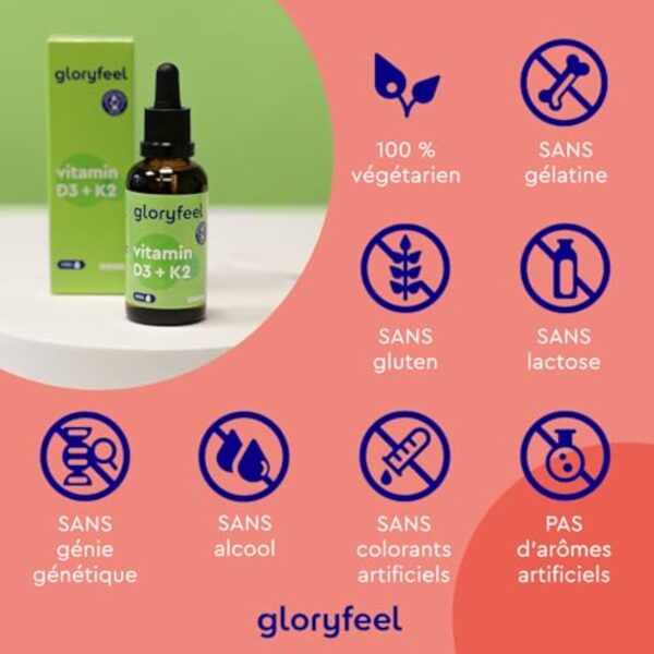 Vitamine D3 K2 en Gouttes 50ml, K2 MK7 99,7+% All-Trans (K2VITAL® by Kappa) Hautement Dosée, Soutien les Os, les Dents et le Système Immunitaire, 100% Végétalien, Sans Additifs – Image 4