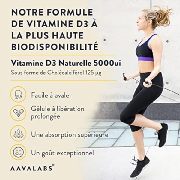 Vitamine D3 Naturelle Haute Concentration 5000 UI - Vitamine D avec Huile d’Olive Extra Vierge pour Absorption Optimale - Vitamines pour les Fonctions Osseuse, Musculaire, Immunitaire - 365 Gélules – Image 5