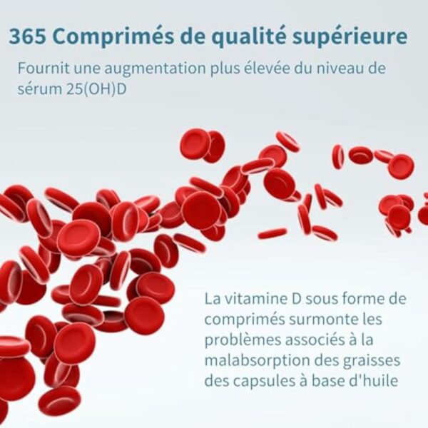 Vitamine D3 Quotidienne 2000 UI Cholécalciférol, Cure d’un an, 1 par jour. Défenses immunitaires, Soutient des os, dents et muscles. Végétarien - par Igennus – Image 8