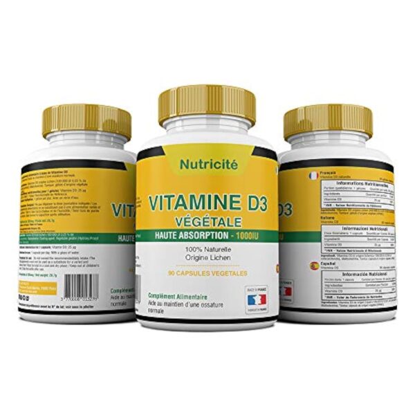 Vitamine d3 1000 ui Fabriquée en France – Soulage les douleurs articulaires et osseuses – Stimule l'energie et le moral – Enfin une vitamine d3 naturelle qui convient au regime vegetarien – Image 6