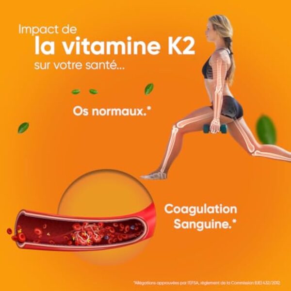 Vitamines D3 K2 (MK7) 100 % Pure 365 Comprimés - Combinaison Vitamine D3 2000 UI + Vitamine K2 200 μg - Pour les Os, Muscles, le Système Immunitaire, la Coagulation Sanguine Vitamine du Soleil EFSA – Image 4