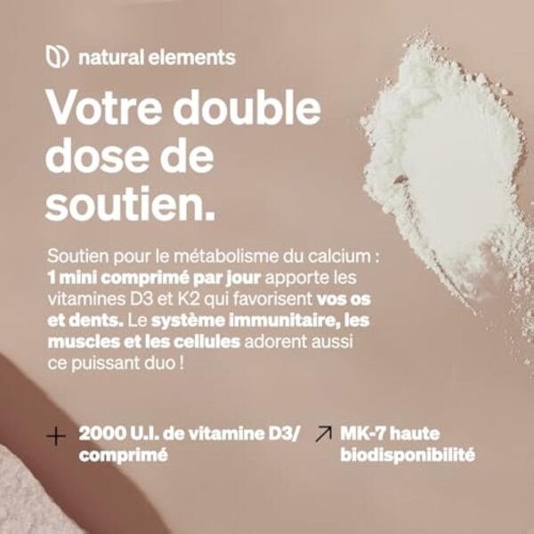 Vitamines D3 + K2 – MK-7 all-trans > 99,7% et vitamine D3 2000 U.I. – 240 comprimés – hautement dosé, haute biodisponibilité – sans additifs inutiles – Image 4