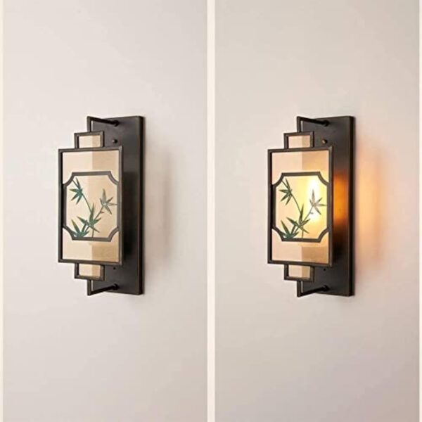 Wall Lamp Oriental Traditional Zen Wall Light with Fabric Lampshade Wall Hanging Sconces E27 Socket Wall Lamps for Living Room, Bedroom Bedside, Hotel Decoration, Staircase Corridor Lighting,LED Wall – Image 3