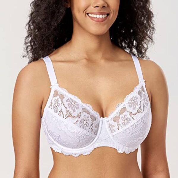 DELIMIRA Femme Soutien Gorge Grande Taille en Dentelle avec Armature sans Rembourré – Image 5