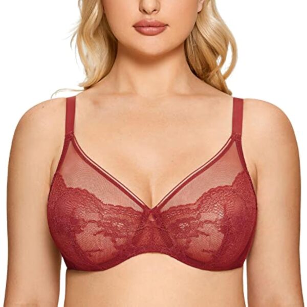 DOBREVA Femme Soutien Gorge Dentelle avec Armatures Emboitant sans Rembourré Minimiseur – Image 3