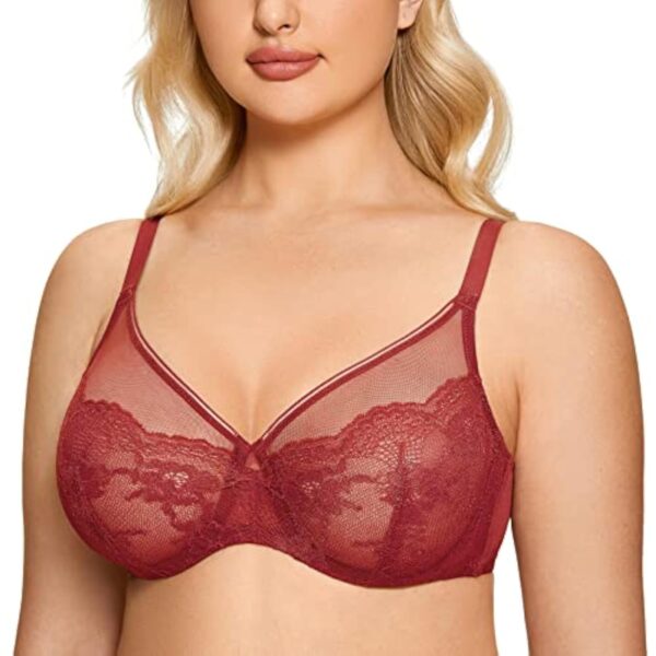 DOBREVA Femme Soutien Gorge Dentelle avec Armatures Emboitant sans Rembourré Minimiseur – Image 5