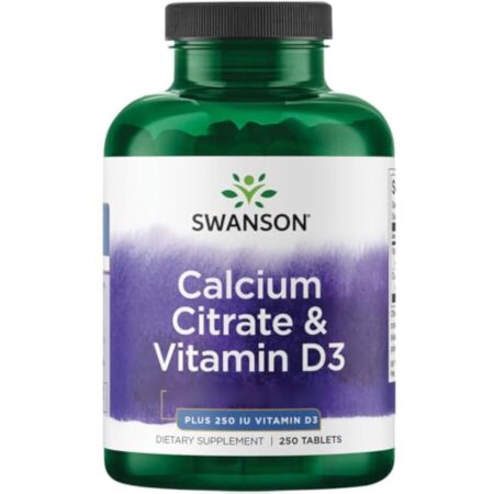 Swanson, Calcium Citrate & Vitamine D, 630mg de Calcium / 500IU de Vitamine D3 par Dose Journalière, 60 Comprimés, Testés en Laboratoire, Sans Soja, Sans Gluten, Sans OGM