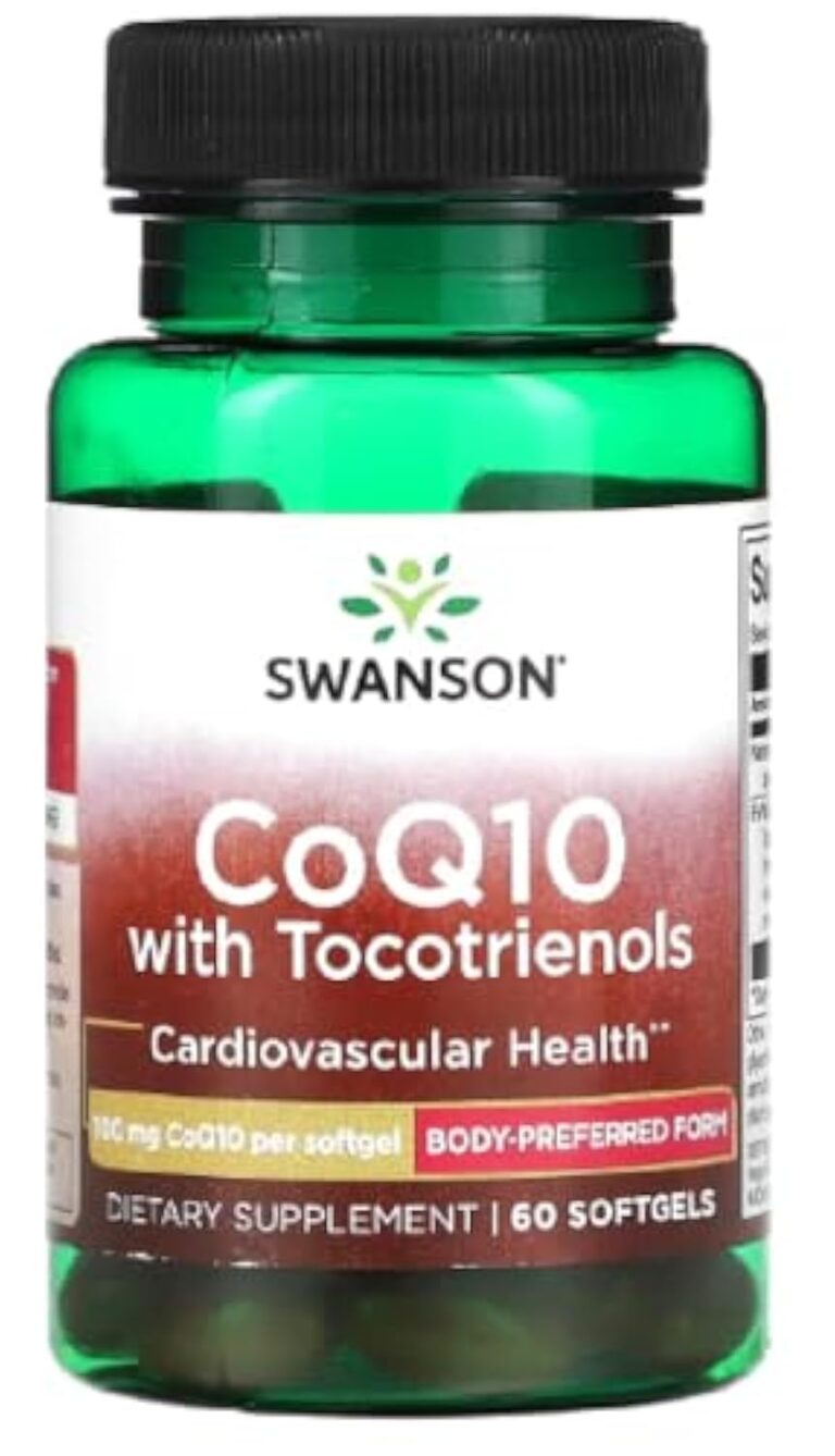 Swanson - CoQ10 - Coenzyme Q10 100mg avec Tocotriénols | Support cardiaque et vasculaire, propriétés antioxydantes - 60 Softgels