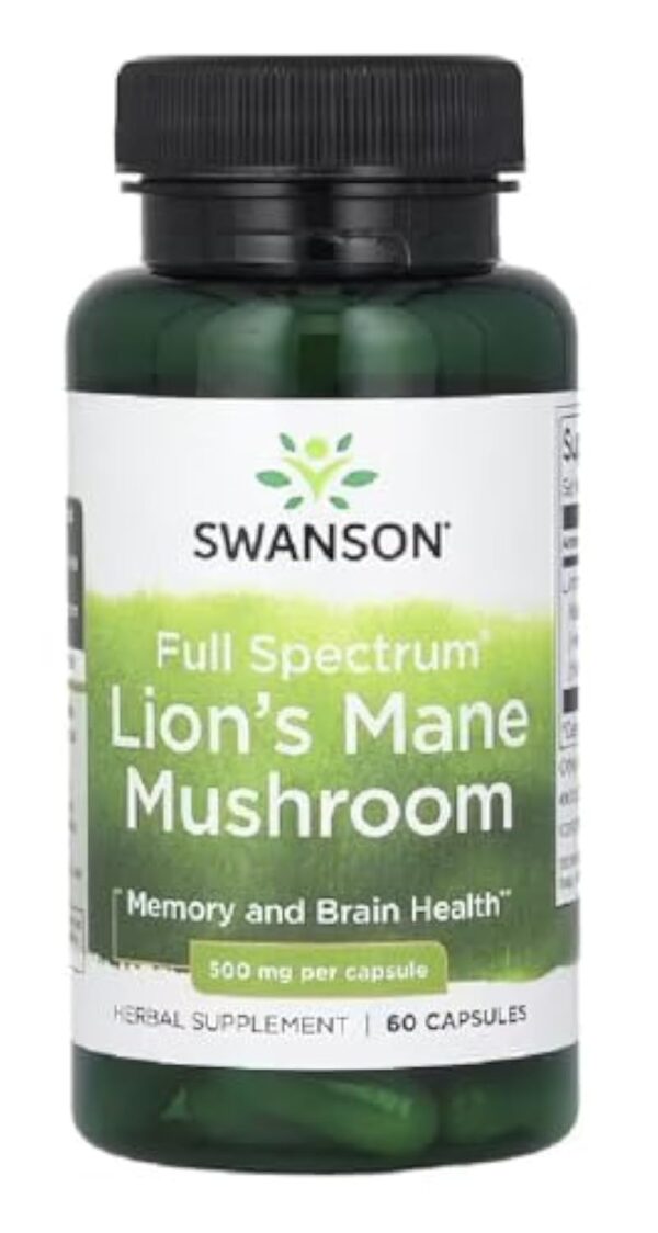 Swanson - Full Spectrum Lion's Mane Mushroom | Soutient la clarté mentale et la santé - 60 gélules