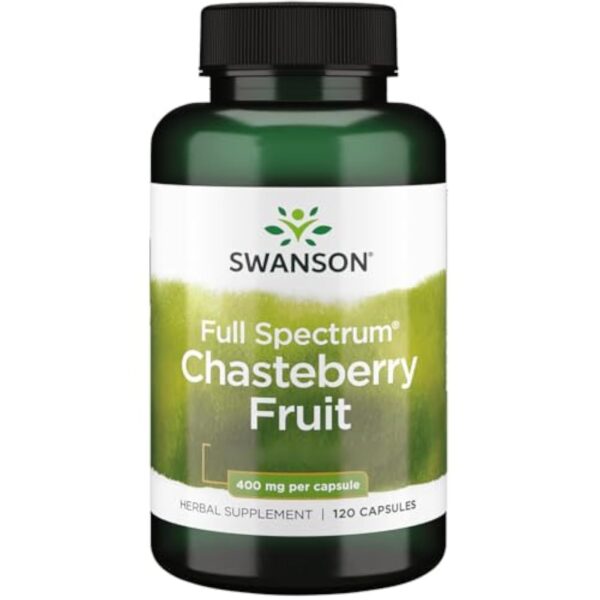 Swanson, Full Spectrum Chasteberry Fruit (Fruit du Poivre du Moine), 400mg, 120 Capsules, Hautement Dosé, Testé en Laboratoire, Sans Soja, Sans Sluten, Sans OGM