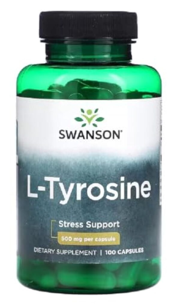 Swanson - L-Tyrosine haute concentration | Testé en laboratoire | Sans soja | Sans gluten | Sans OGM - 500mg | 100 capsules