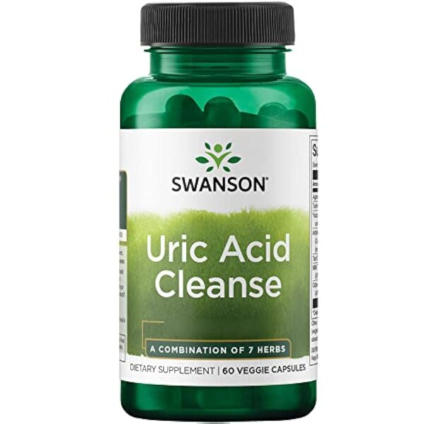 Swanson, Uric Acid Cleanse, avec des Extraits de Plantes, 60 Capsules végétaliennes, Haute Dosé, Végétariennes, Sans Soja, Sans Gluten, Sans OGM