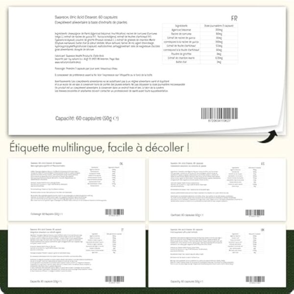 Swanson, Uric Acid Cleanse, avec des Extraits de Plantes, 60 Capsules végétaliennes, Haute Dosé, Végétariennes, Sans Soja, Sans Gluten, Sans OGM – Image 5