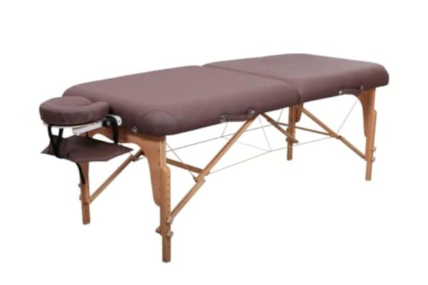 Zen - Mobile Round Corner Table de Massage Pliante & réglable — Table de Massage Pliante en Bois Massif avec des Coins arrondis — Tables de Massage - Table de Massage Pliante Professionnelle Chocolat