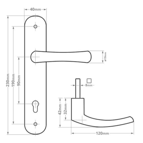 ADGO Ensemble de Poignées de Poignée de Porte pour Une Incrustation de Gâteau éponge de 90 mm, Poignée en Aluminium, Rosace en Acier Enduit de Poudre Galvanisé, Gauche et Droite, Noir – Image 8