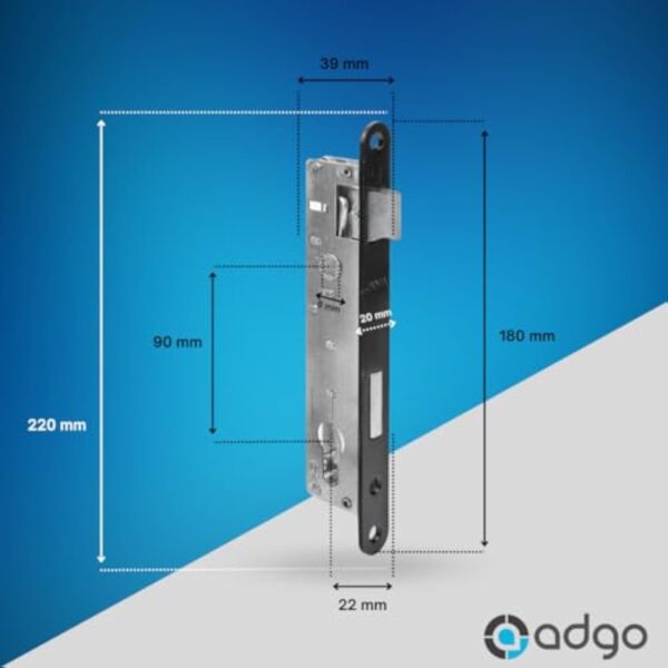 ADGO Jania Lock, Loquet, Insert étroit pour Portes de la Porte, 90/22, Universel, Gauche, Droite, 1 pièce – Image 3