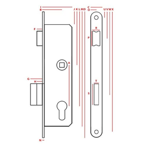 ADGO Jania Lock, Loquet, Insert étroit pour Portes de la Porte, 90/22, Universel, Gauche, Droite, 1 pièce – Image 6